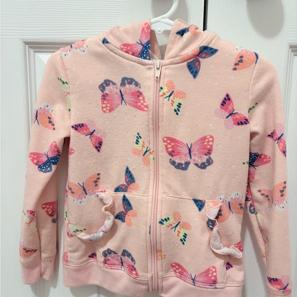 Butterfly Print Pink Kids Hoodie